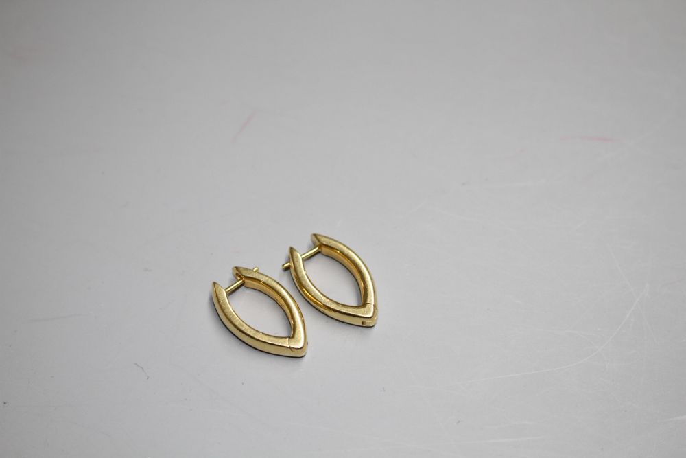 A pair of 20th century Italian 750 yellow metal Pomellato navette shaped earring,